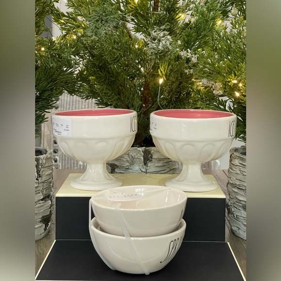 Brand NEW wTags Rae Dunn ICE CREAM Dishes & NUTS SPRINKLES Bowls - 4 Pcs Total - Picture 4 of 12